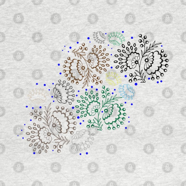 Elegant lace floral with swirls, roses, tulips, leaves, berries. by LizzyizzyDesign